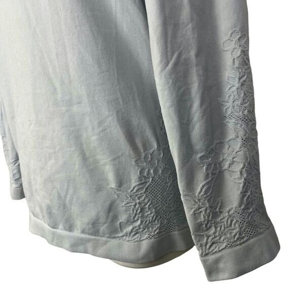 FABLETICS Light Blue Keyhole Open Back Long Sleeve Knit Floral Top Shirt sz M - Picture 7 of 16